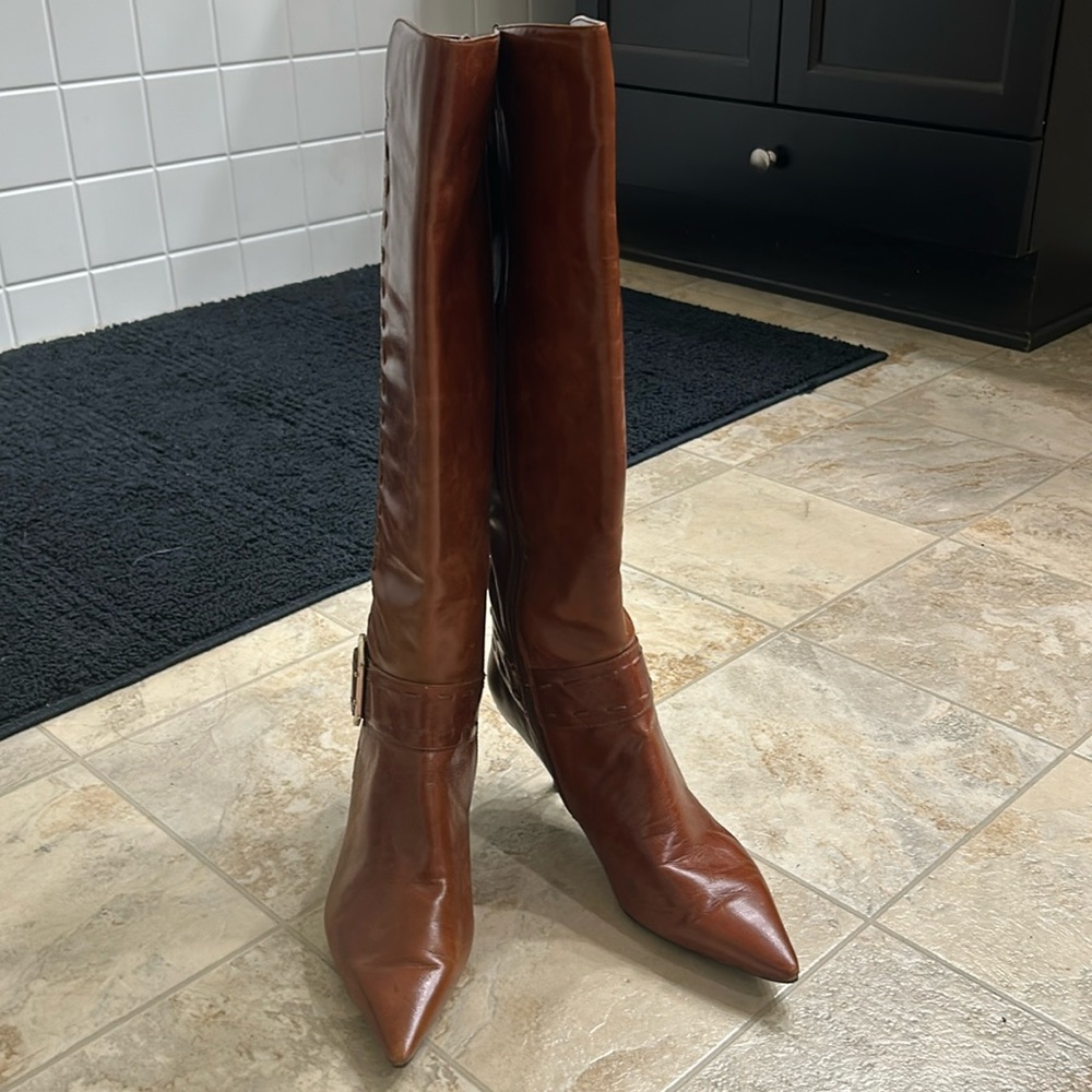 Nine West Tan Leather Knee High Boots